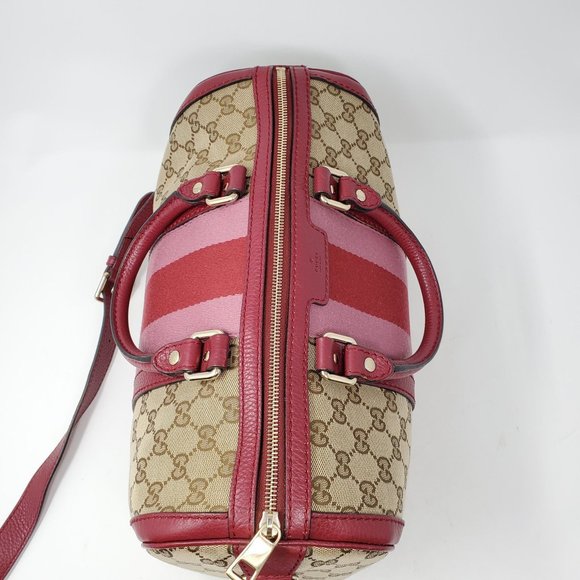 100% Auth Gucci Canvas Vintage Boston Satchel Bag - Picture 9 of 15